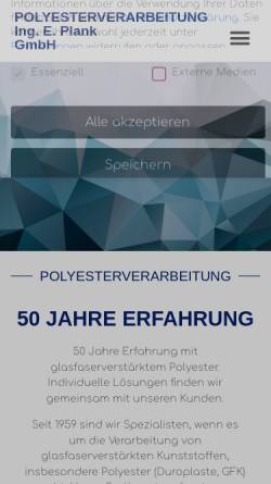 Vorschau der mobilen Webseite www.plank-polyester.de, Polyesterverarbeitung Ing. E. Plank GmbH