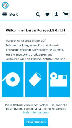 Vorschau der mobilen Webseite www.purepack.de, Purepack GmbH