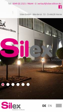 Vorschau der mobilen Webseite silex-silikon.de, Silex GmbH