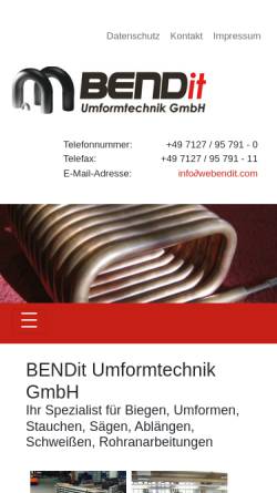 Vorschau der mobilen Webseite www.webendit.com, BENDit Umformtechnik GmbH