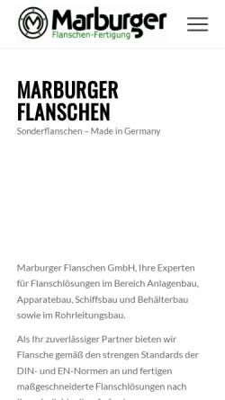 Vorschau der mobilen Webseite www.marburger-flanschen.de, Marburger Flanschen Fertigung GmbH