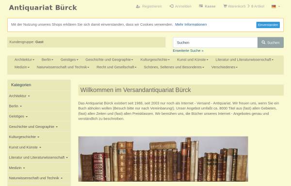 Vorschau von www.buerck.com, Antiquariat Buerck
