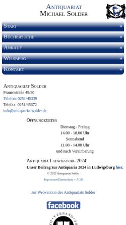 Vorschau der mobilen Webseite www.antiquariat-solder.de, Antiquariat Michael Solder