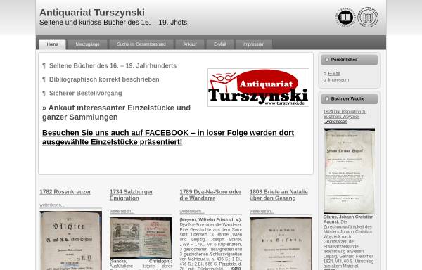 Vorschau von www.turszynski.de, Antiquariat Turszynski
