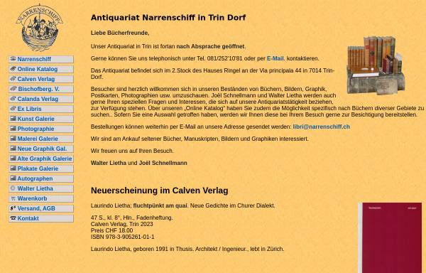 Vorschau von www.narrenschiff.ch, Buch Antiquariat Narrenschiff, Chur