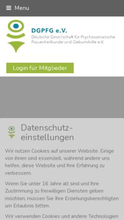 Vorschau der mobilen Webseite www.dgpfg.de, Deutsche Gesellschaft für psychosomatische Frauenheilkunde und Geburtshilfe