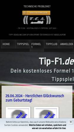 Vorschau der mobilen Webseite www.tip-f1.de, F1 Tip Club Arnsberg