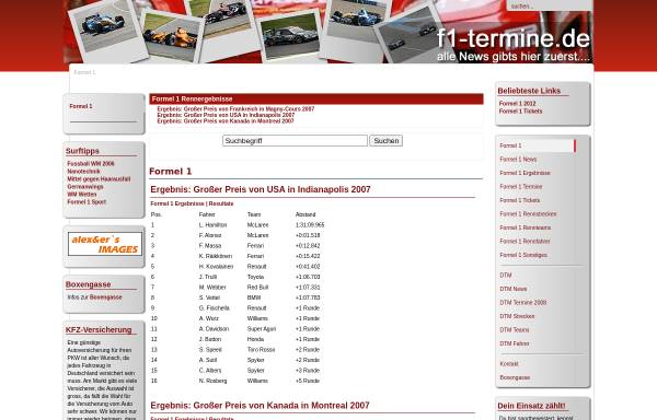 Vorschau von www.f1-termine.de, Formel 1 hautnah