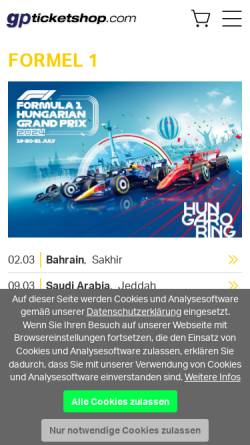 Vorschau der mobilen Webseite formel1saison.de, Formel 1 Saison.de