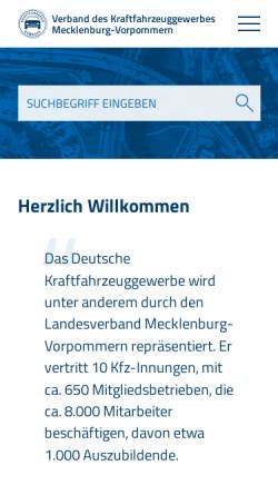 Vorschau der mobilen Webseite www.kfz-mv.de, Kfz-Verband
