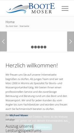 Vorschau der mobilen Webseite boote-moser.de, Michael Moser