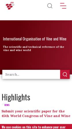 Vorschau der mobilen Webseite www.oiv.int, Internationale Organisation für Rebe und Wein