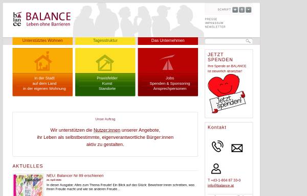 Vorschau von www.balance.at, Balance - Verein für chancengleiche Ausbildung und Integration behinderter Menschen e.V.