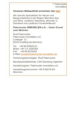 Vorschau der mobilen Webseite www.rudi-paternoster.de, Rudolf Paternoster SportMarketing