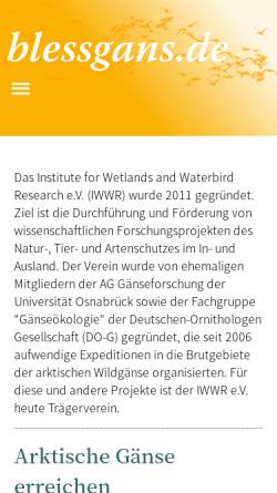 Vorschau der mobilen Webseite www.zwerggans.de, Aktion Zwerggans e.V. - Artenschutzprojekt zur Rettung der Zwerggans