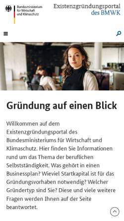 Vorschau der mobilen Webseite www.gruenderinnenagentur.de, Bundesweite Gründerinnenagentur