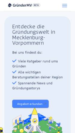 Vorschau der mobilen Webseite www.gruender-mv.de, Gruender-MV.de - Allgemeiner Unternehmensverband Neubrandenburg e.V.