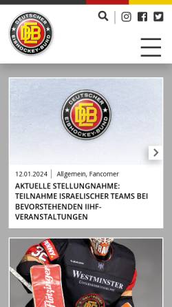 Vorschau der mobilen Webseite www.deb-online.de, Deutscher Eishockey-Bund e.V.