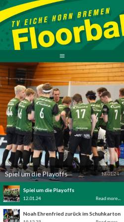 Vorschau der mobilen Webseite www.unihockey-bremen.de, TV Eiche Horn Bremen - Abteilung Unihockey