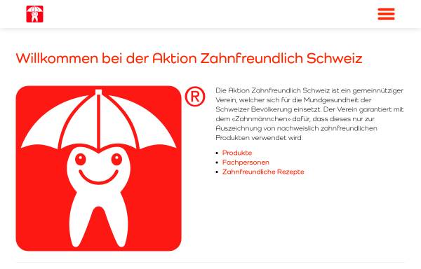 Vorschau von www.zahnfreundlich.ch, Aktion Zahnfreundlich Schweiz