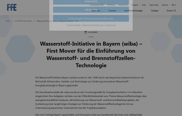 Vorschau von www.wiba.de, Koordinationsstelle der Wasserstoff-Initiative Bayern (wiba)