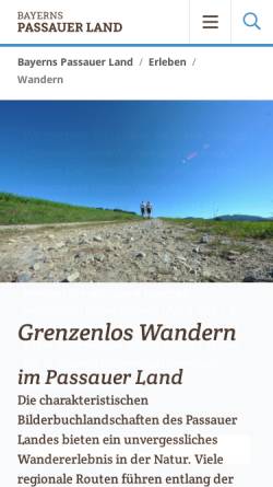 Vorschau der mobilen Webseite www.wandern-passau.de, Wandern im Passauer Land