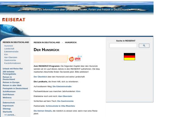 Vorschau von www.reiserat.de, Reisen in Deutschland - Hunsrück
