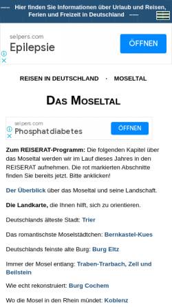 Vorschau der mobilen Webseite www.reiserat.de, Reisen in Deutschland - Moseltal