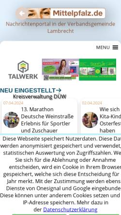 Vorschau der mobilen Webseite www.mittelpfalz.de, Nachrichten aus der Mittelpfalz