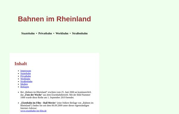 Vorschau von www.bahnen-im-rheinland.de, Bahnen im Rheinland