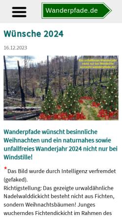 Vorschau der mobilen Webseite www.wanderpfade.de, Wanderpfade der Sächsischen Schweiz
