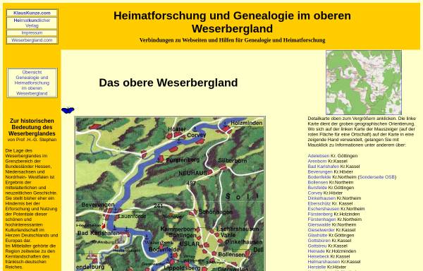 Vorschau von www.klauskunze.com, Heimatforschung und Genealogie im oberen Weserbergland