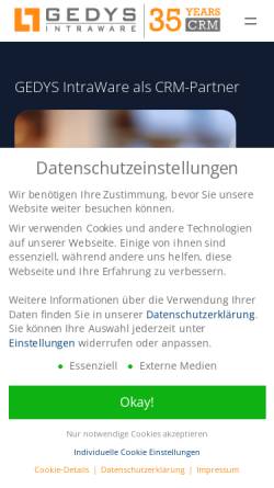 Vorschau der mobilen Webseite gedys-intraware.de, Gedys IntraWare GmbH