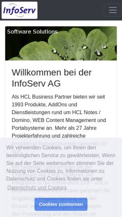 Vorschau der mobilen Webseite www.infoserv.de, InfoServ AG