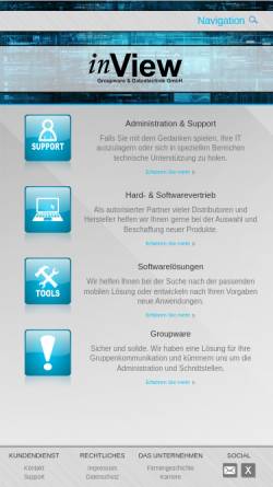 Vorschau der mobilen Webseite inview.de, inView Groupware und Datentechnik GmbH
