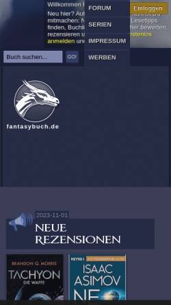 Vorschau der mobilen Webseite fantasybuch.de, Fantasybuch