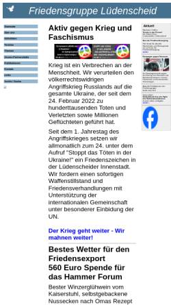 Vorschau der mobilen Webseite www.friedensgruppe-luedenscheid.de, Friedensgruppe Lüdenscheid