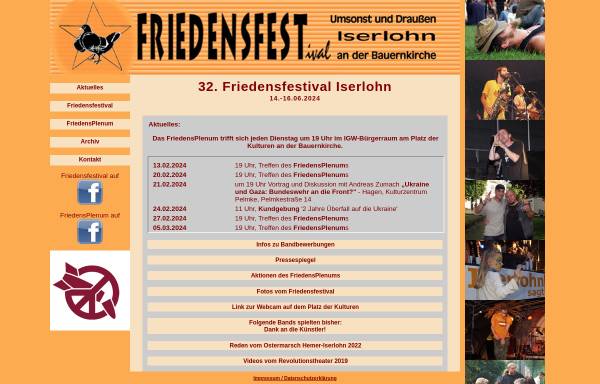 Vorschau von www.friedensfestival.de, Friedensplenum Iserlohn