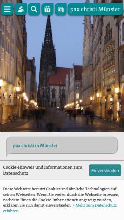 Vorschau der mobilen Webseite www.muenster.paxchristi.de, pax christi Bistumsstelle Münster