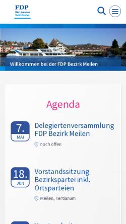 Vorschau der mobilen Webseite www.fdpbezirkmeilen.ch, FDP Bezirk Meilen