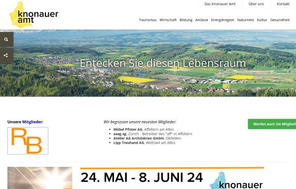 Vorschau von www.knonauer-amt.ch, Standortförderung Region Knonauer-Amt