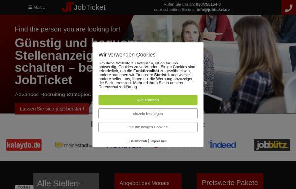 Vorschau von www.jobticket.de, Jobticket GmbH