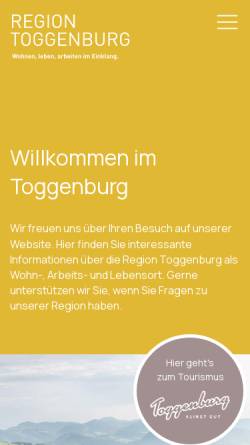 Vorschau der mobilen Webseite www.toggenburg.ch, Toggenburg Tourismus