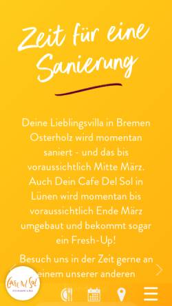 Vorschau der mobilen Webseite www.cafedelsol.de, Cafe del Sol - Gastro & Soul GmbH