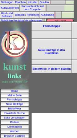 Vorschau der mobilen Webseite www.kunstlinks.de, Kunstlinks.de