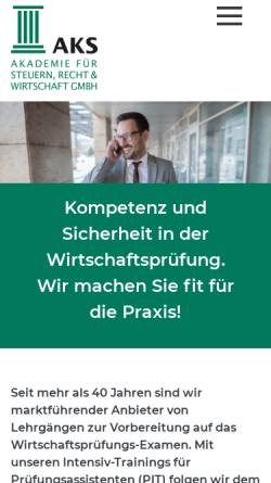 Vorschau der mobilen Webseite aks-pit.de, Abels Kallwass Stitz Deutsche Akademie für Steuern, Recht & Wirtschaft