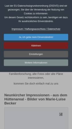Vorschau der mobilen Webseite www.historischer-verein-stadt-neunkirchen.de, HVSN Historischer Verein Stadt Neunkirchen e.V.