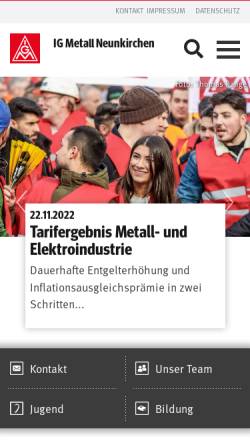 Vorschau der mobilen Webseite www.igmetall-neunkirchen.de, IG Industriegewerkschaft Metall