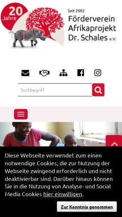 Vorschau der mobilen Webseite www.afrikaprojekt-schales.de, Förderverein Afrikaprojekt Dr. Schales e.V.