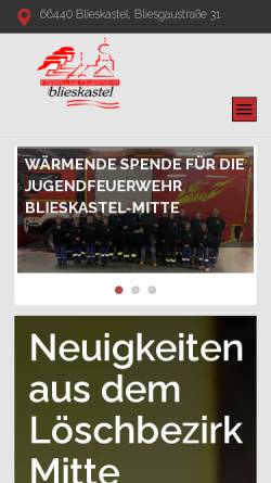 Vorschau der mobilen Webseite www.feuerwehr-blieskastel.de, Freiwillige Feuerwehr Blieskastel Mitte